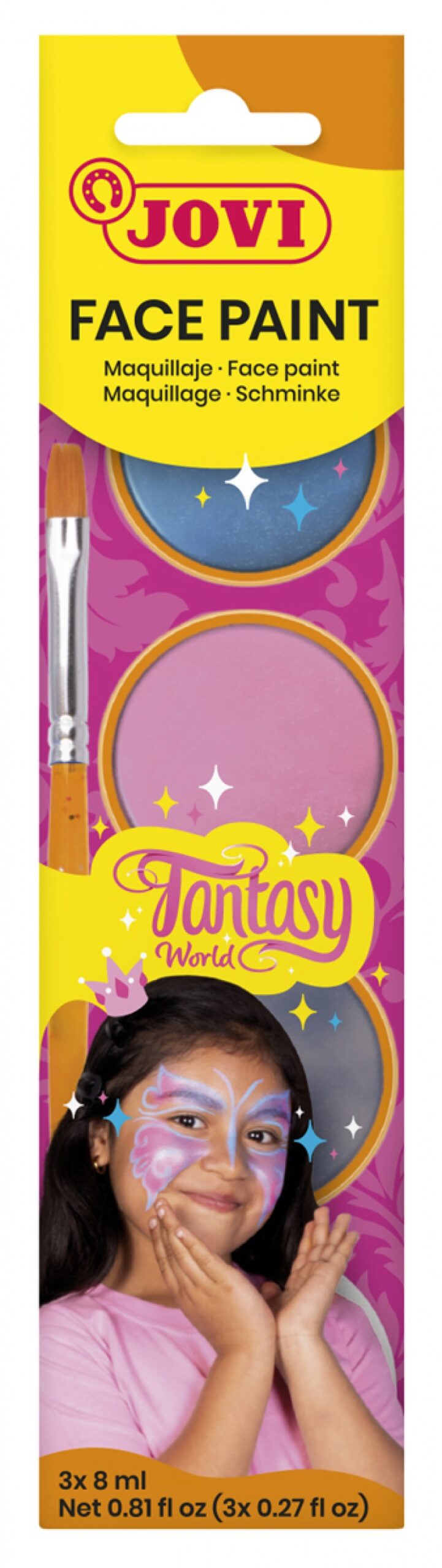 392989-406243-farby_do_malowania_twarzy_jovi_fantasy_3x8ml-800w Farby do malowania twarzy JOVI Fantasy, 3x8ml, z pędzelkiem i gąbką, mix kolorów - obrazek 1