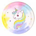 Talerz papierowy PARTY GO Unicorn, 18cm, 8 szt., mix kolorów (opakowanie 12 szt.)