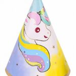 Czapka urodzinowa PARTY GO Unicorn, 20cm, 6 szt., mix kolorów (opakowanie 12 szt.)