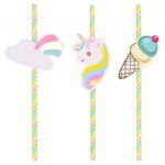 Słomki PARTY GO Unicorn, 19,5cm, 6 szt., różowe (opakowanie 12 szt.)