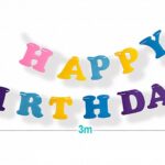 Girlanda papierowa PARTY GO Happy Birthday, 3m, mix kolorów (opakowanie 12 szt.)