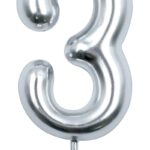 Świeczka PARTY GO, cyfra 3, 6cm, srebrna (opakowanie 24 szt.)