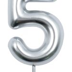 Świeczka PARTY GO, cyfra 5, 6cm, srebrna (opakowanie 24 szt.)