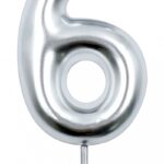 Świeczka PARTY GO, cyfra 6, 6cm, srebrna (opakowanie 24 szt.)