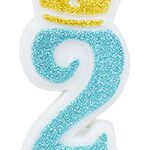 Świeczka PARTY GO, cyfra 2, 6,8cm, niebieska (opakowanie 12 szt.)