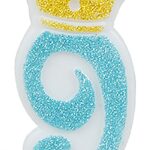Świeczka PARTY GO, cyfra 9, 6,8cm, niebieska (opakowanie 12 szt.)