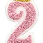 Świeczka PARTY GO, cyfra 2, 6,8cm, różowa (opakowanie 12 szt.)