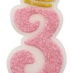 Świeczka PARTY GO, cyfra 3, 6,8cm, różowa (opakowanie 12 szt.)