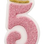 Świeczka PARTY GO, cyfra 5, 6,8cm, różowa (opakowanie 12 szt.)