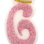 Świeczka PARTY GO, cyfra 6, 6,8cm, różowa (opakowanie 12 szt.)