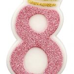 Świeczka PARTY GO, cyfra 8, 6,8cm, różowa (opakowanie 12 szt.)