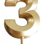 Świeczka PARTY GO, cyfra 3, 4,8cm, złota (opakowanie 24 szt.)