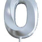 Świeczka PARTY GO, cyfra 0, 4,8cm, srebrna (opakowanie 24 szt.)