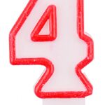 Świeczka PARTY GO, cyfra 4, 9cm, biało-czerwona (opakowanie 24 szt.)