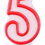 Świeczka PARTY GO, cyfra 5, 9cm, biało-czerwona (opakowanie 24 szt.)