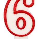 Świeczka PARTY GO, cyfra 6, 9cm, biało-czerwona (opakowanie 24 szt.)