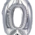 Balon foliowy PARTY GO, cyfra 0, 80cm, srebrny (opakowanie 12 szt.)