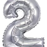 Balon foliowy PARTY GO, cyfra 2, 80cm, srebrny (opakowanie 12 szt.)