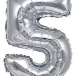 Balon foliowy PARTY GO, cyfra 5, 80cm, srebrny (opakowanie 12 szt.)