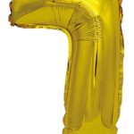 Balon foliowy PARTY GO, cyfra 7, 80cm, złoty (opakowanie 12 szt.)