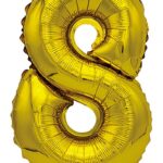 Balon foliowy PARTY GO, cyfra 8, 80cm, złoty (opakowanie 12 szt.)