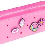 Piórnik silikonowy GIMBOO, z 4 przypinkami, 200x60x75mm, różowy