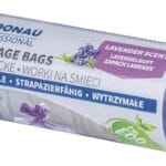 Worki na śmieci DONAU PROFESSIONAL, wytrzymałe, mocne, z uszami, 120l, 10 szt., zapach lawendy, fioletowe