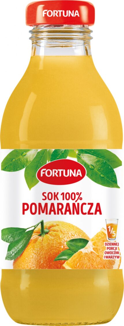 Sok FORTUNA, pomarańczowy, szkło, 0,3l (opakowanie 15 szt.)