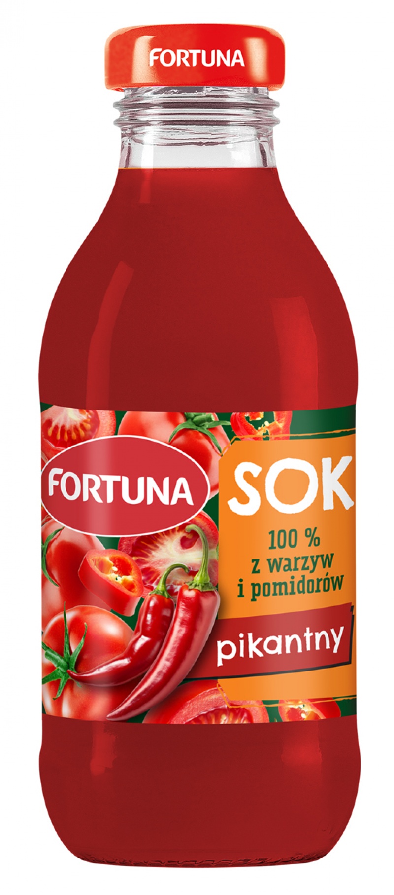 400751-411475-sok_fortuna_pomidorowy_pikantny_szklo_0_3l-800w Sok FORTUNA, pomidorowy pikantny, szkło, 0,3l (opakowanie 15 szt.) - obrazek 1