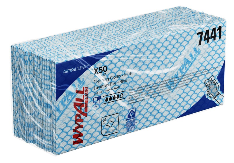 401753-412244-czysciwo_skladane_wypall_x50_critical_clean_-800w Czyściwo składane WYPALL X50, Critical Clean, włókninowe, 41,8x22,1cm, 50 szt., niebieskie - obrazek 1