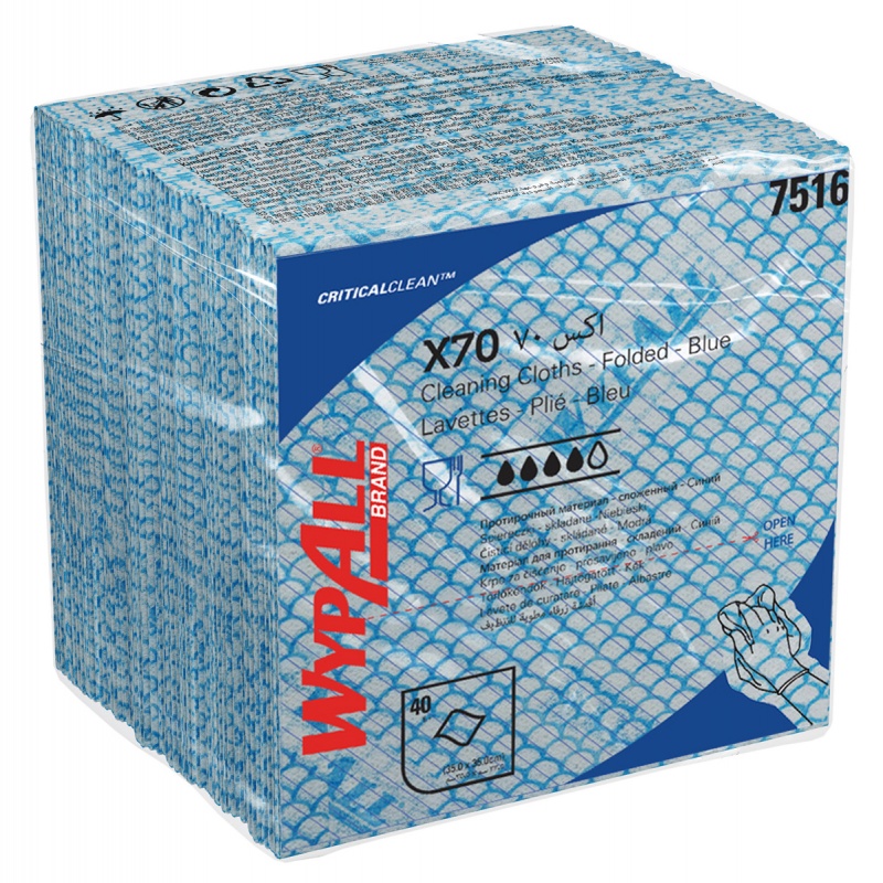 401764-412247-czysciwo_skladane_wypall_x70_critical_clean_-800w Czyściwo składane WYPALL X70 Critical Clean, włókninowe, 35x35cm, 40 szt., niebieskie - obrazek 1