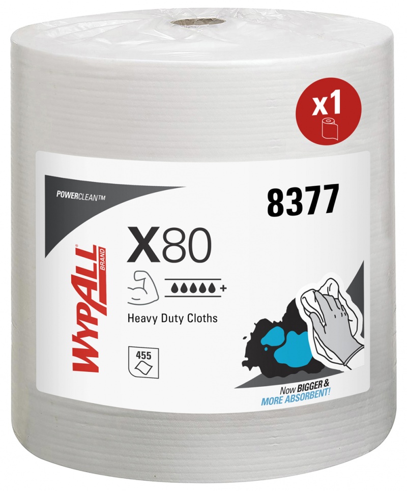 401778-412249-czysciwo_w_roli_wypall_x80_power_clean_wlokn-800w Czyściwo w roli WYPALL X80 Power Clean, włókninowe, 154,7m, 455 listków, białe - obrazek 1