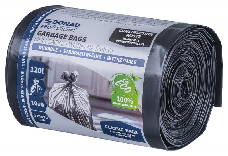 402850-412517-worki_na_smieci_donau_professional_wytrzymal-800w Worki na śmieci DONAU PROFESSIONAL, wytrzymałe, super mocne, budowlane, 120l, 10 szt., czarne - obrazek 1