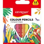 Kredki ołówkowe KEYROAD Mini, trójkątne, 12szt., mix kolorów