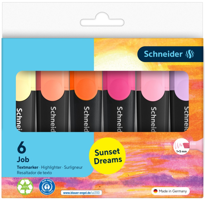 403841-412901-zakreslacz_schneider_job_sunset_dreams_1_5_m-800w Zakreślacz SCHNEIDER Job Sunset Dreams, 1-5 mm, 6 szt., w etui, mix kolorów - obrazek 1