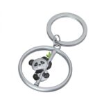 Brelok TROIKA Spinning Panda, metal, srebrny