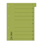 Przekładka DONAU, karton, A4, 235x300mm, 0-9, 1 karta z perforacją, zielona (opakowanie 50 szt.)