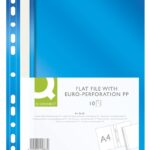 Skoroszyt Q-CONNECT, PP, A4, standard, 120/170mikr., wpinany, niebieski (opakowanie 10 szt.)