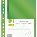 Skoroszyt Q-CONNECT, PP, A4, standard, 120/170mikr., wpinany, zielony (opakowanie 10 szt.)