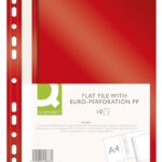 Skoroszyt Q-CONNECT, PP, A4, standard, 120/170mikr., wpinany, czerwony (opakowanie 10 szt.)