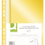 Skoroszyt Q-CONNECT, PP, A4, standard, 120/170mikr., wpinany, żółty (opakowanie 10 szt.)