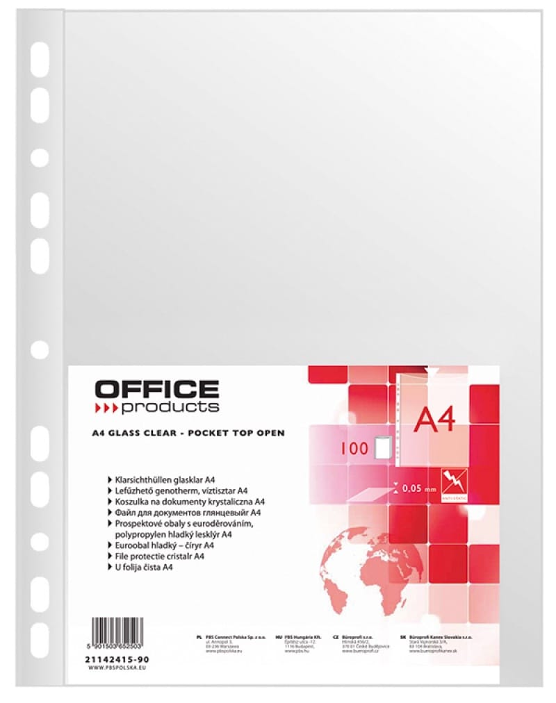 71762-18137-koszulki_na_dokumenty_office_products_pp_a4_kr-800w Koszulki na dokumenty OFFICE PRODUCTS, PP, A4, krystal, 50mikr., 100szt. - obrazek 1