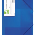 Teczka z gumką Q-CONNECT, PP, A4, 400mikr., 3-skrz., transparentna niebieska