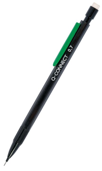 Ołówek automatyczny Q-CONNECT 0,7mm, czarny, GRATIS - grafity (opakowanie 10 szt.)