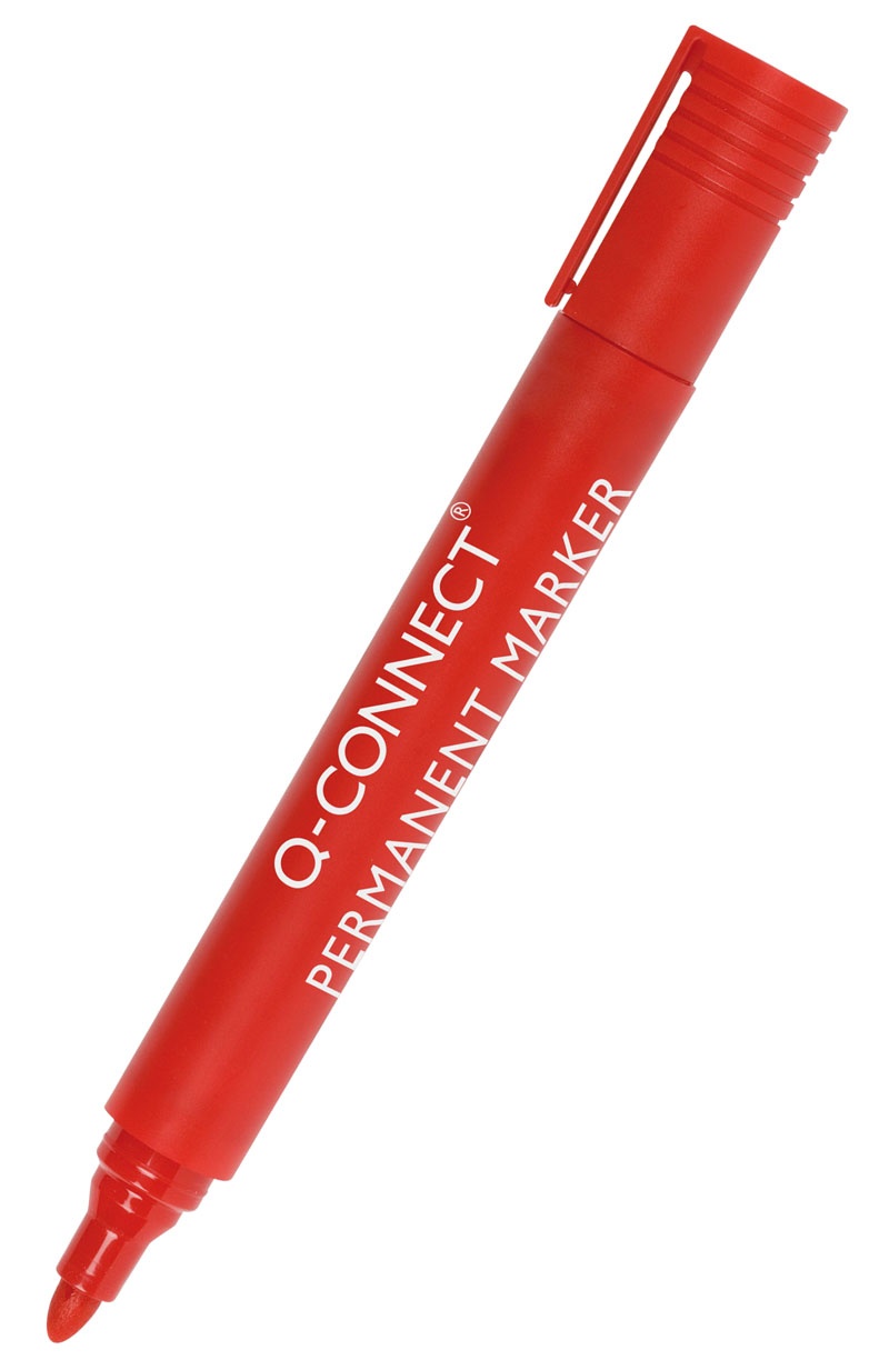 74760-17193-marker_permanentny_q_connect_okragly_1_5_3mm_l-800w Marker permanentny Q-CONNECT, okrągły, 2-3mm (linia), czerwony (opakowanie 10 szt.) - obrazek 1