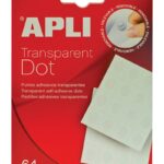Kółka mocująca APLI typu „dot”, usuwalne, 64szt., transparentne
