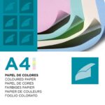 Papier kolorowy LIDERPAPEL, 4x pastelowy, 100 arkuszy, mix kolorów