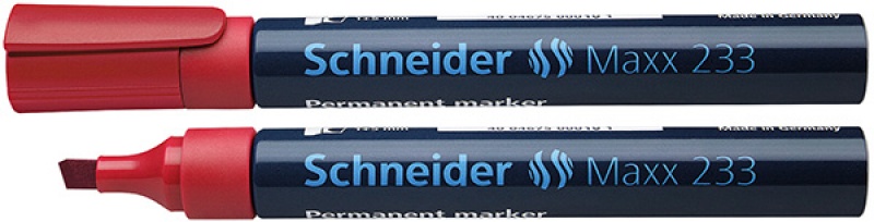 81665-24005-marker_permanentny_schneider_maxx_233_sciety_1-800w Marker permanentny SCHNEIDER Maxx 233, ścięty, 1-5mm, czerwony (opakowanie 10 szt.) - obrazek 1