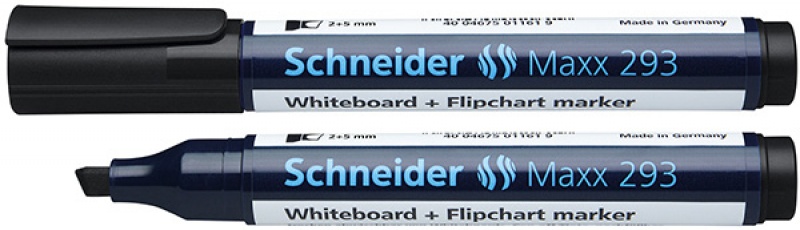 81705-24045-marker_do_tablic_schneider_maxx_293_sciety_2_5-800w Marker do tablic SCHNEIDER Maxx 293, ścięty, 2-5mm, czarny (opakowanie 10 szt.) - obrazek 1