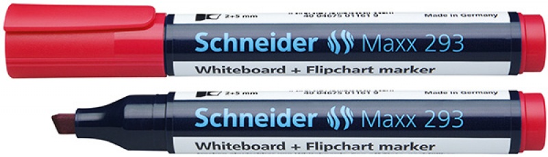 81706-24046-marker_do_tablic_schneider_maxx_293_sciety_2_5-800w Marker do tablic SCHNEIDER Maxx 293, ścięty, 2-5mm, czerwony (opakowanie 10 szt.) - obrazek 1